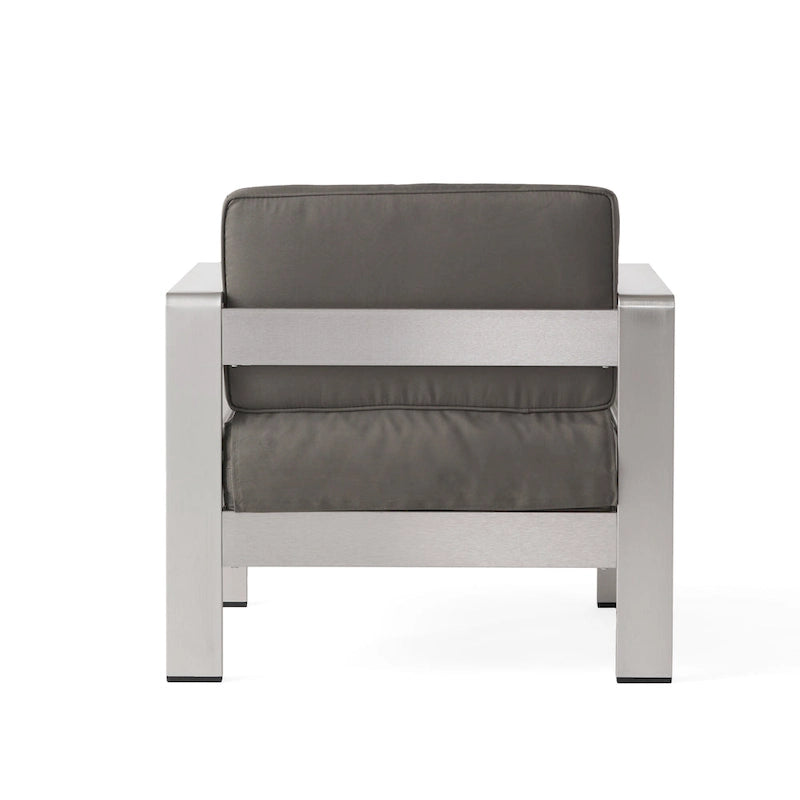 Cape Coral Outdoor 4 Seater Aluminum Club Chair and Table Set by Christopher Knight Home