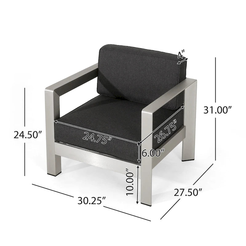 Aviara Outdoor Aluminum Club Chairs with Wicker-Topped Side Table by Christopher Knight Home