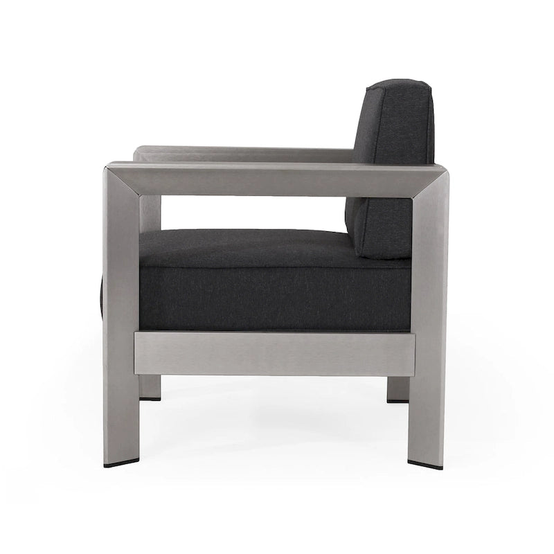 Aviara Outdoor Aluminum Club Chairs with Wicker-Topped Side Table by Christopher Knight Home