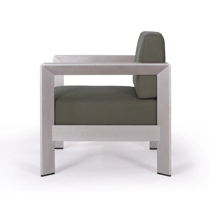 Aviara Outdoor Aluminum Club Chairs with Wicker-Topped Side Table by Christopher Knight Home