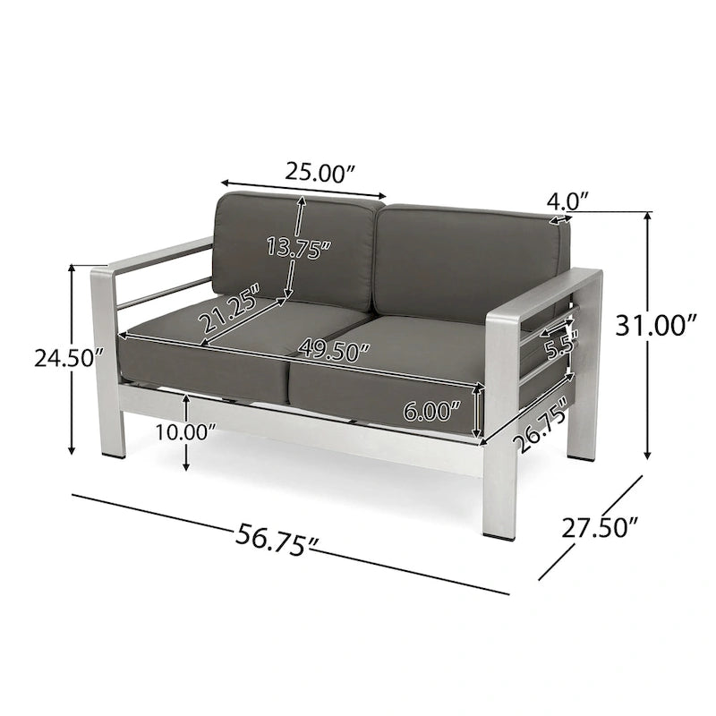 Cape Coral Outdoor Aluminum 10-piece Sofa Set with Cushions by Christopher Knight Home