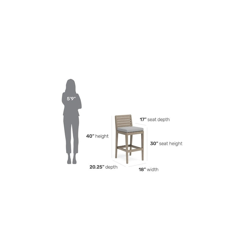 Homestyles Sustain Brown Wood Outdoor Barstool - 18  x 21  x 40