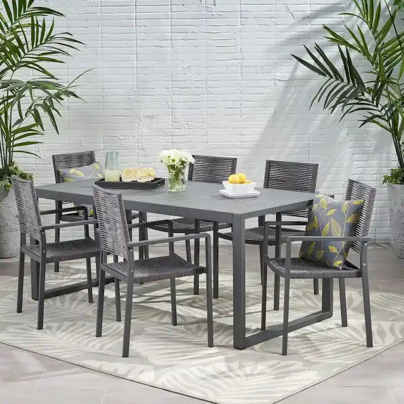 Blan 6-seater Aluminum Dining Set by Christopher Knight Home