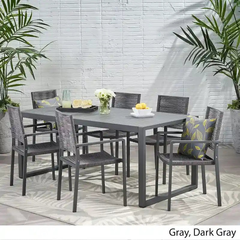 Blan 6-seater Aluminum Dining Set by Christopher Knight Home