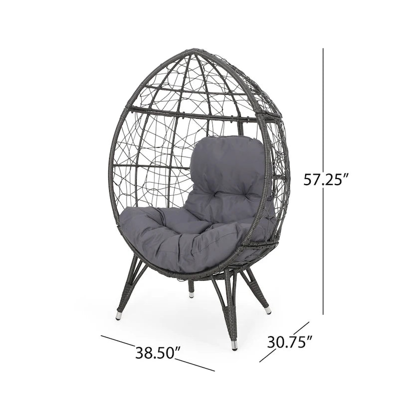 Gianni Wicker Teardrop Chair w/Outdoor Cushion by Christopher Knight Home