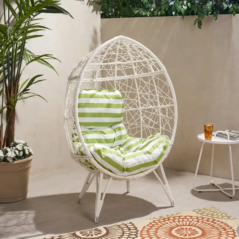 Gianni Wicker Teardrop Chair w/Outdoor Cushion by Christopher Knight Home