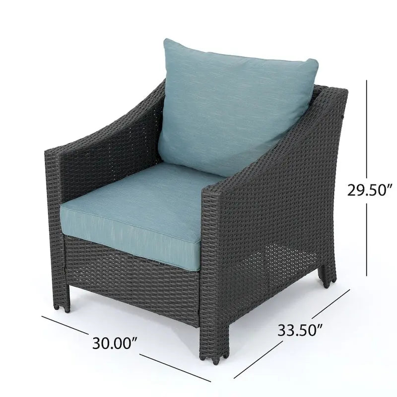 Antibes Outdoor 3-piece Wicker Conversation Set with Cushions - N/A