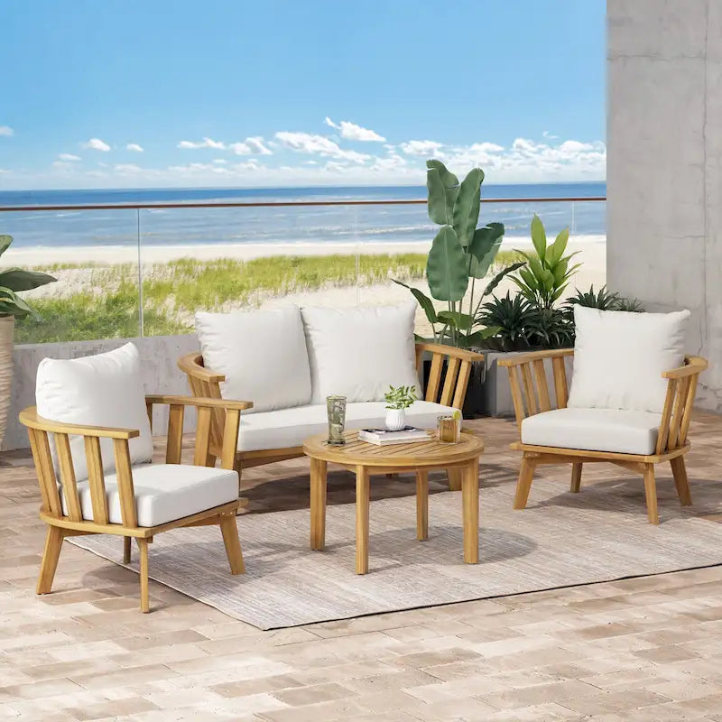 MacArthur Acacia Wood Chat Set by Christopher Knight Home