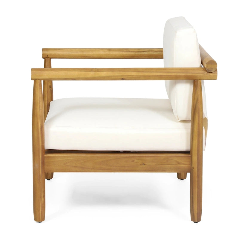 Bonsallo Acacia Wood Outdoor Club Chair with Cushions by Christopher Knight Home
