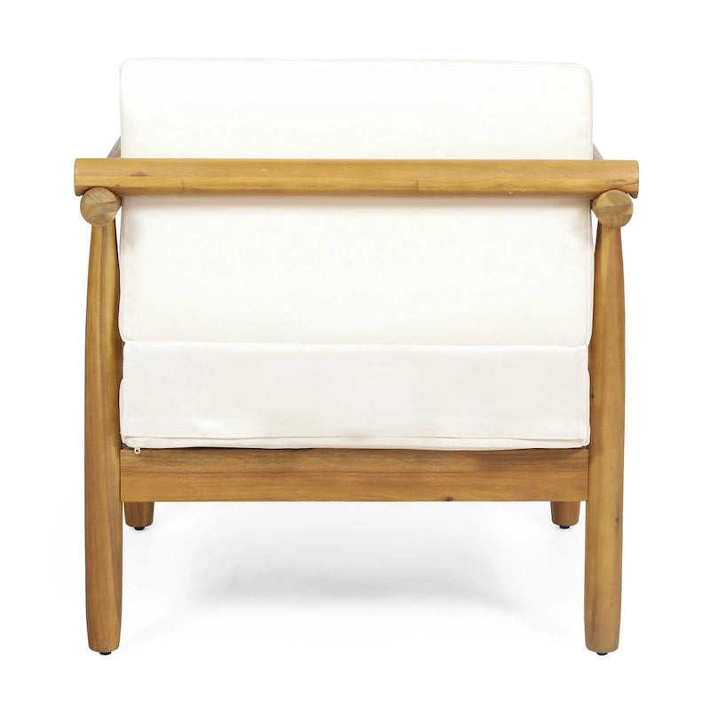 Bonsallo Acacia Wood Outdoor Club Chair with Cushions by Christopher Knight Home