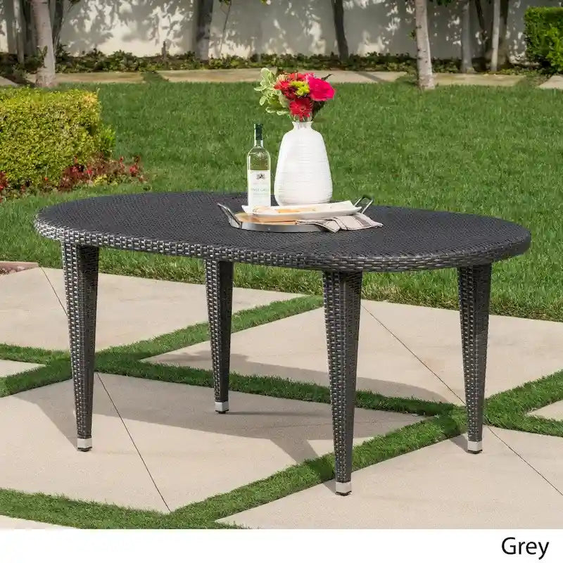 Dominica Outdoor Oval Wicker 69-inch Wicker Dining Table by Christopher Knight Home - 69.30 L x 38.20 W x 30.00 H