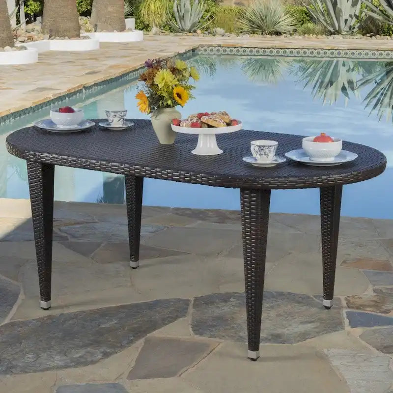 Dominica Outdoor Oval Wicker 69-inch Wicker Dining Table by Christopher Knight Home - 69.30 L x 38.20 W x 30.00 H
