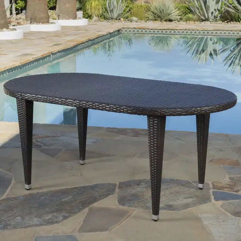 Dominica Outdoor Oval Wicker 69-inch Wicker Dining Table by Christopher Knight Home - 69.30 L x 38.20 W x 30.00 H