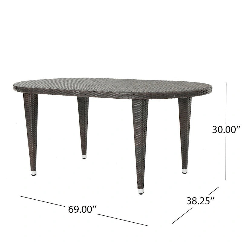 Dominica Outdoor Oval Wicker 69-inch Wicker Dining Table by Christopher Knight Home - 69.30 L x 38.20 W x 30.00 H