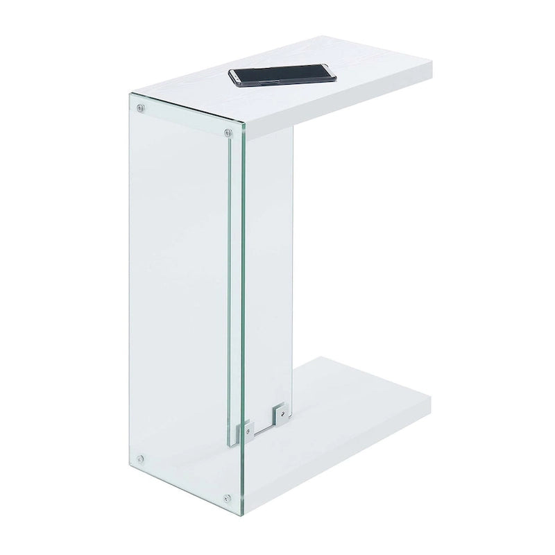 Glass C End Table with 2-Tier Shelves - 6 Finishes