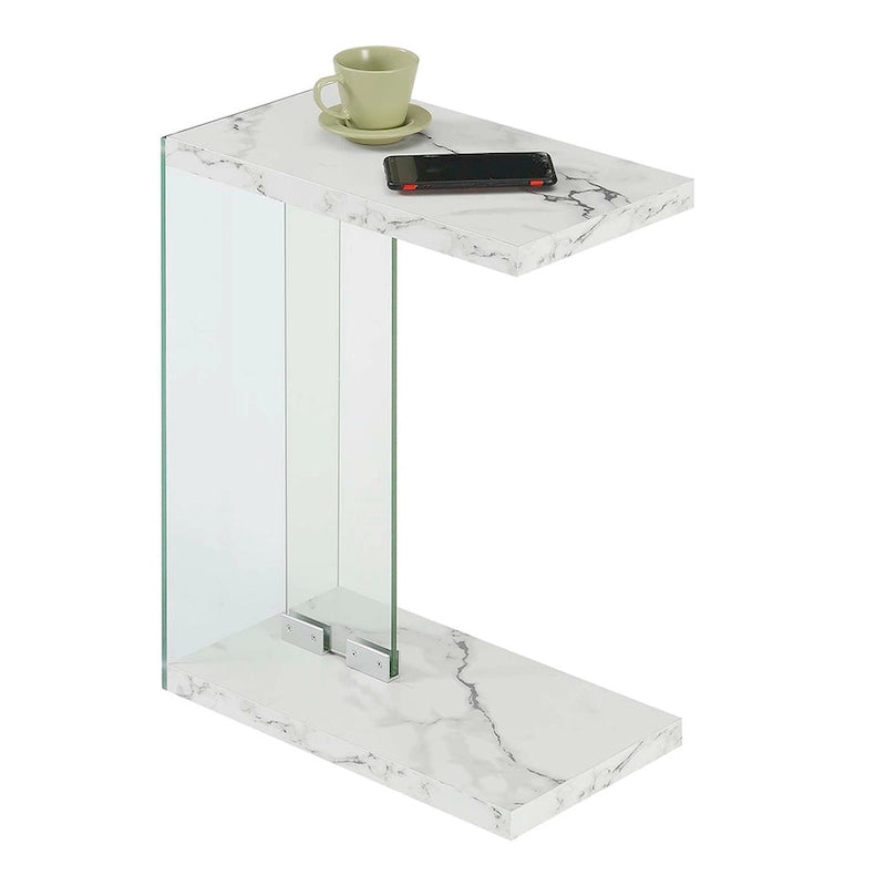 Glass C End Table with 2-Tier Shelves - 6 Finishes
