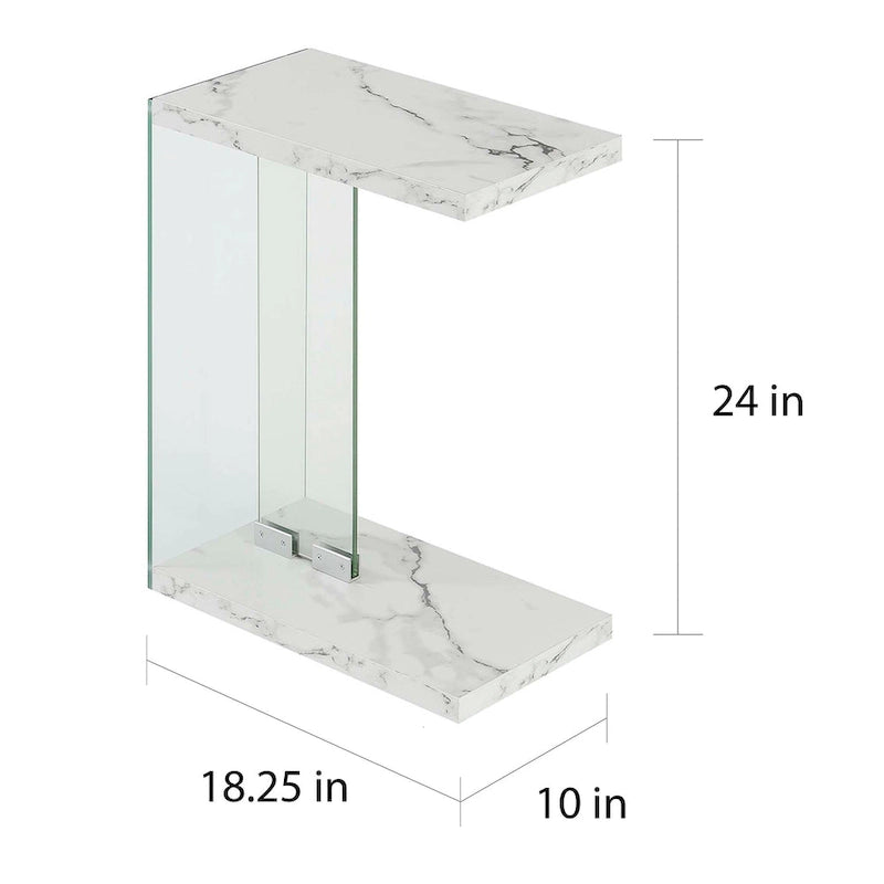 Glass C End Table with 2-Tier Shelves - 6 Finishes