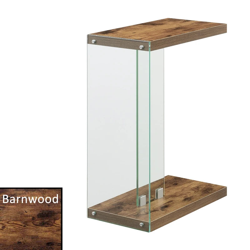 Glass C End Table with 2-Tier Shelves - 6 Finishes