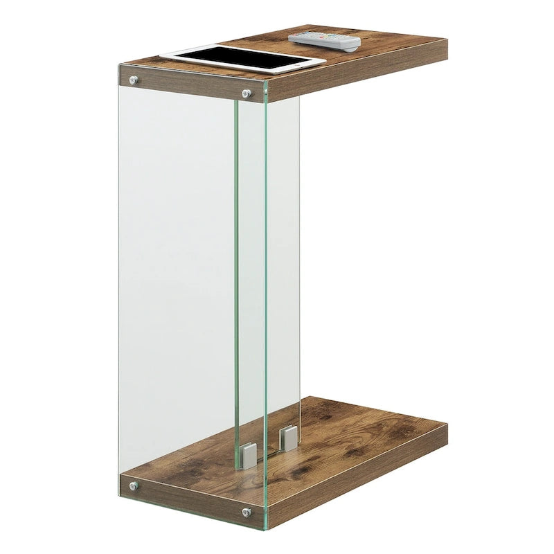 Glass C End Table with 2-Tier Shelves - 6 Finishes