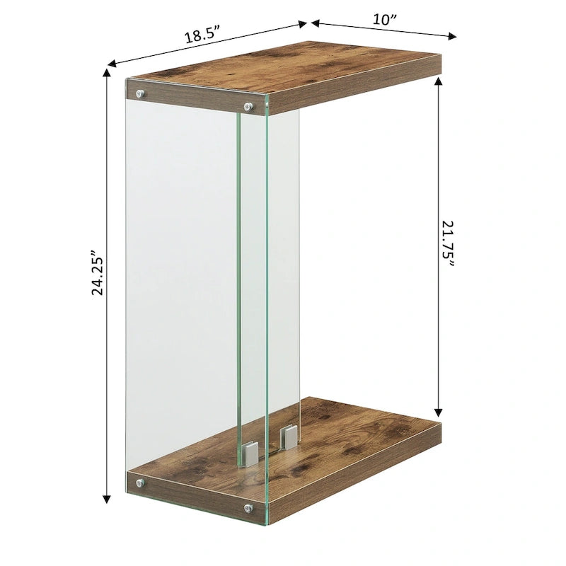 Glass C End Table with 2-Tier Shelves - 6 Finishes