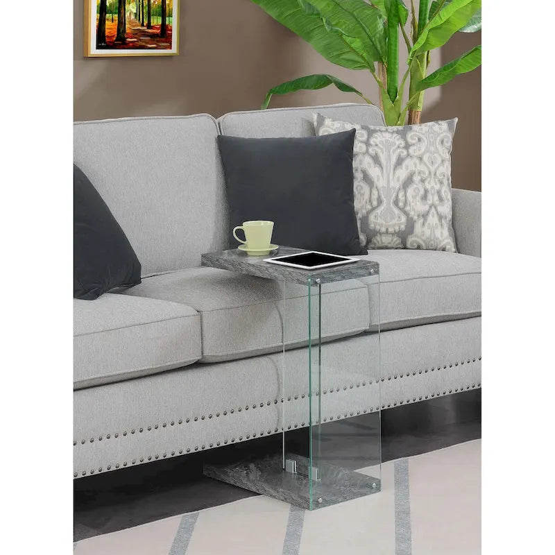 Glass C End Table with 2-Tier Shelves - 6 Finishes