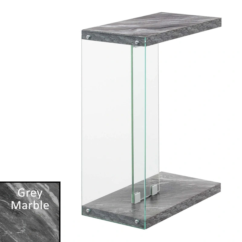 Glass C End Table with 2-Tier Shelves - 6 Finishes