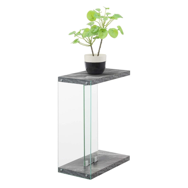 Glass C End Table with 2-Tier Shelves - 6 Finishes