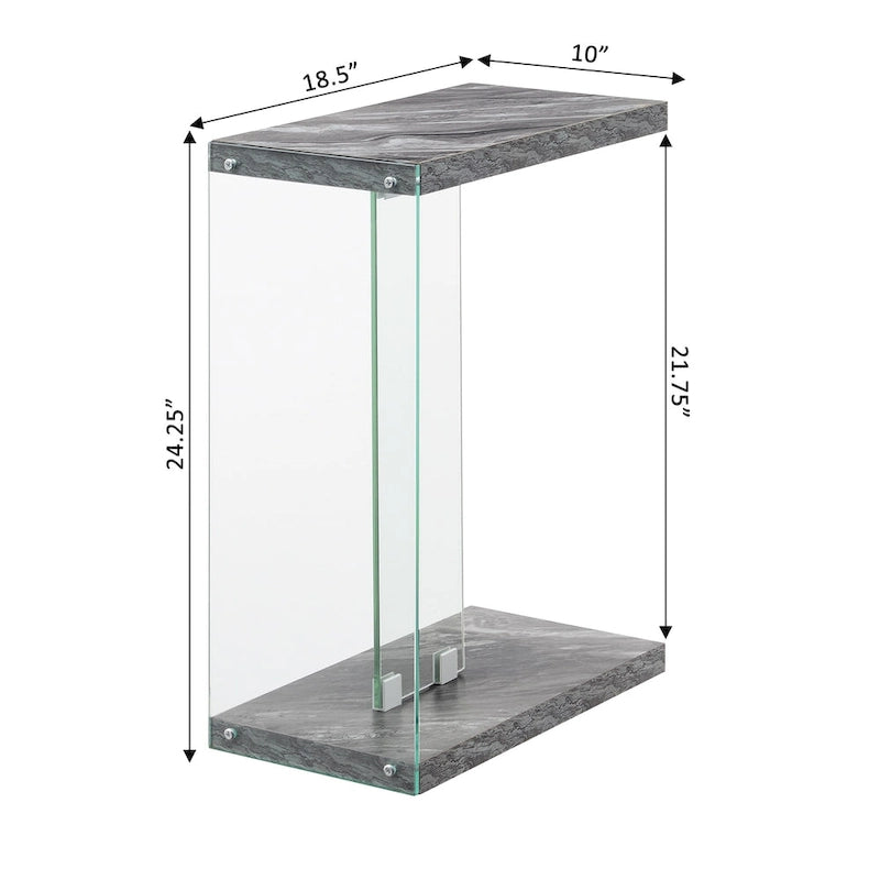 Glass C End Table with 2-Tier Shelves - 6 Finishes
