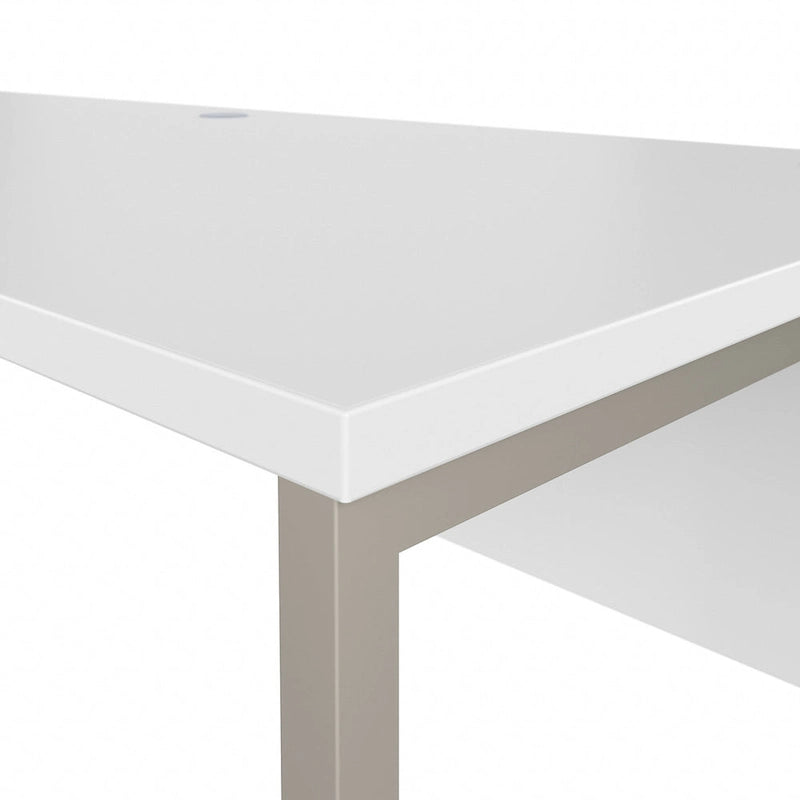 72W x 30D L-Shaped Table Desk with Metal Legs - Modern Hickory, White, Platinum Gray, Storm Gray, Black Walnut