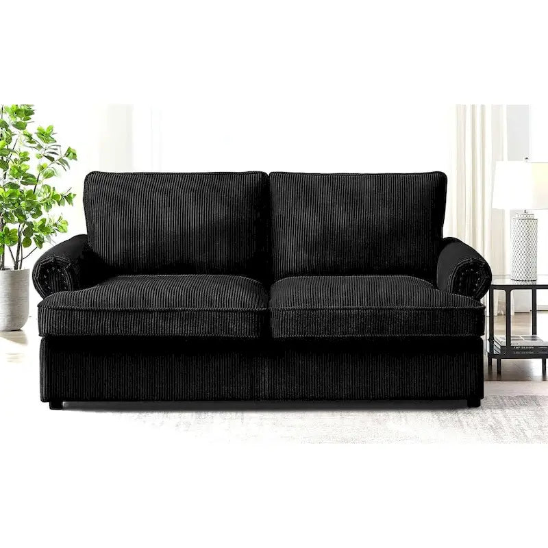 76" Corduroy Sleeper Sofa Bed - Ivory, Ginger, Dark Green, Grey, Black
