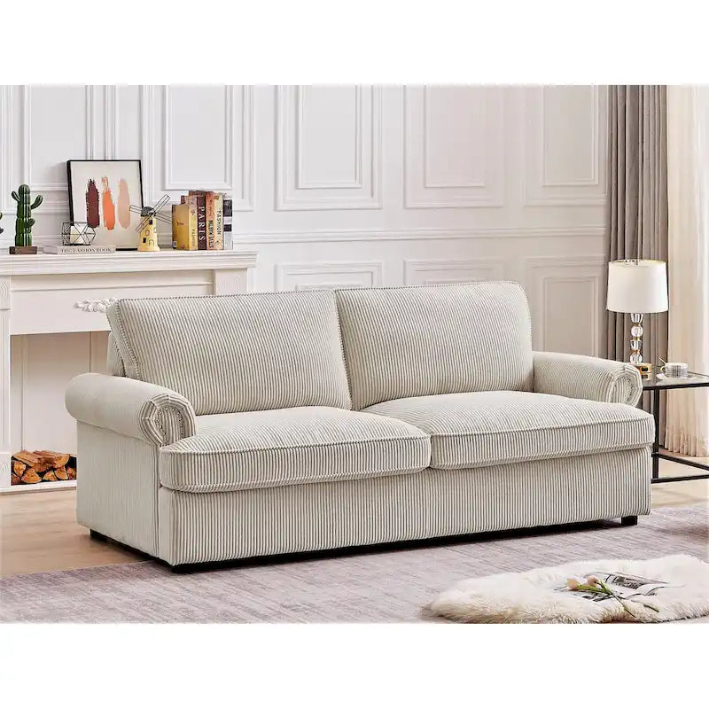 76" Corduroy Sleeper Sofa Bed - Ivory, Ginger, Dark Green, Grey, Black