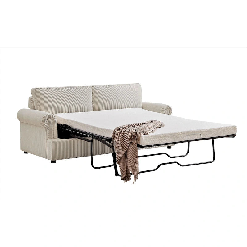 76" Corduroy Sleeper Sofa Bed - Ivory, Ginger, Dark Green, Grey, Black