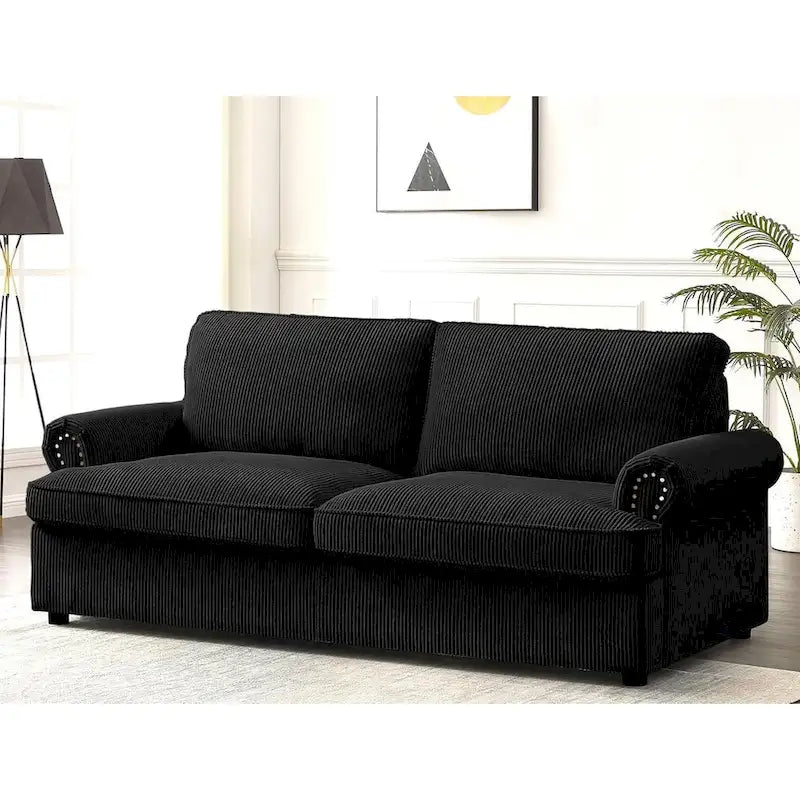 76" Corduroy Sleeper Sofa Bed - Ivory, Ginger, Dark Green, Grey, Black