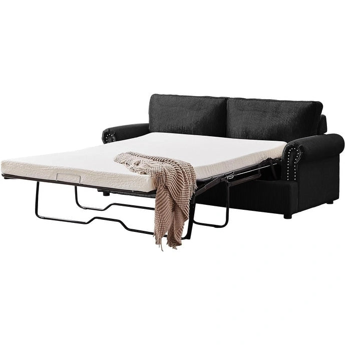 76" Corduroy Sleeper Sofa Bed - Ivory, Ginger, Dark Green, Grey, Black
