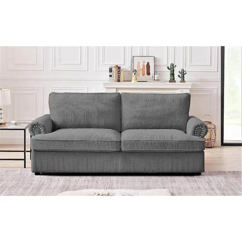 76" Corduroy Sleeper Sofa Bed - Ivory, Ginger, Dark Green, Grey, Black