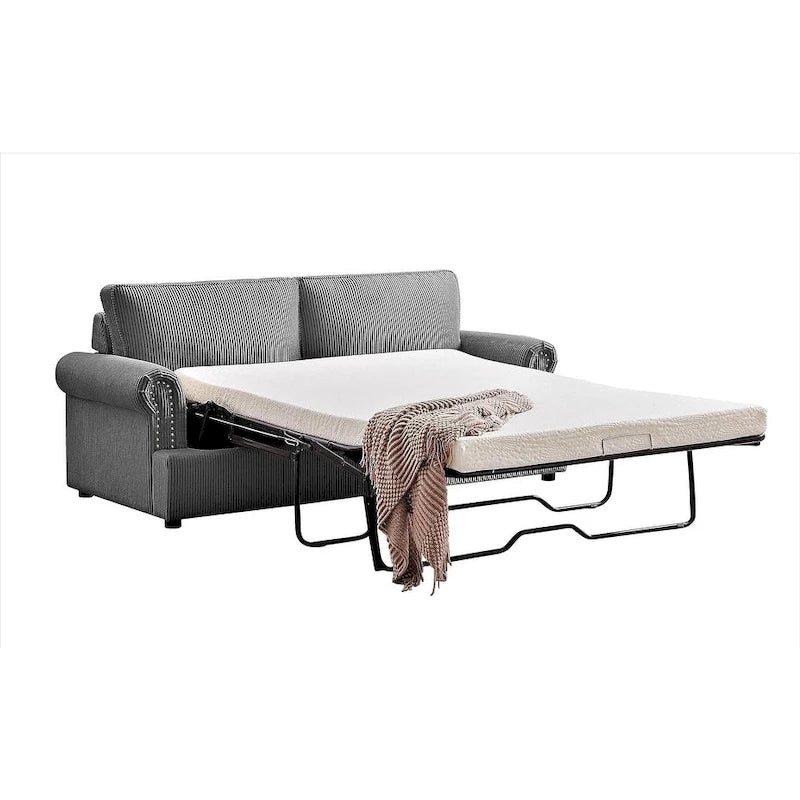 76" Corduroy Sleeper Sofa Bed - Ivory, Ginger, Dark Green, Grey, Black