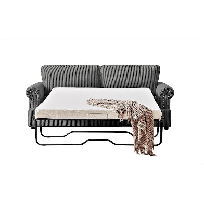 76" Corduroy Sleeper Sofa Bed - Ivory, Ginger, Dark Green, Grey, Black