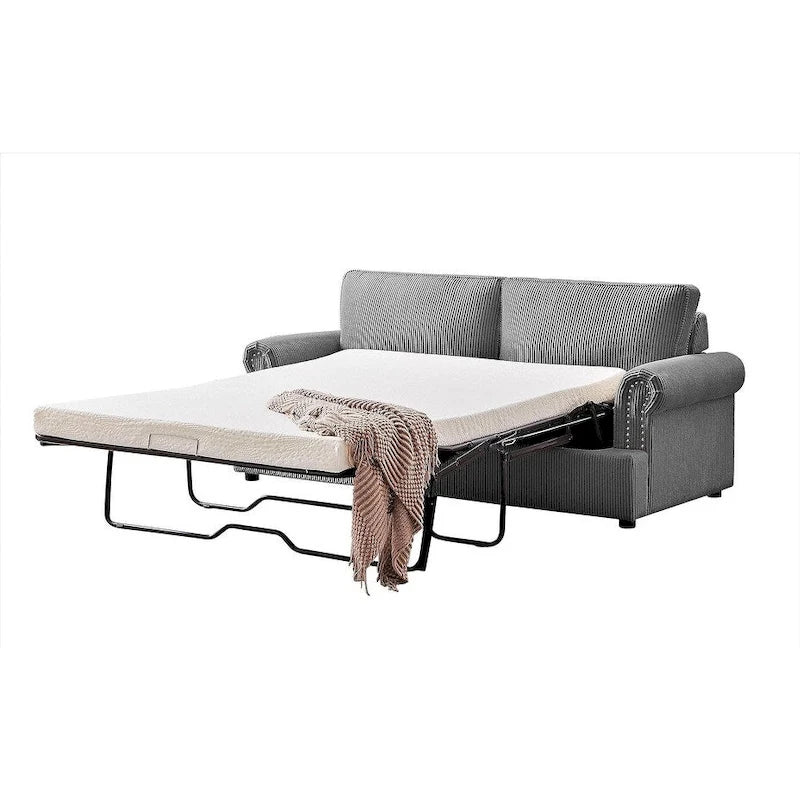 76" Corduroy Sleeper Sofa Bed - Ivory, Ginger, Dark Green, Grey, Black