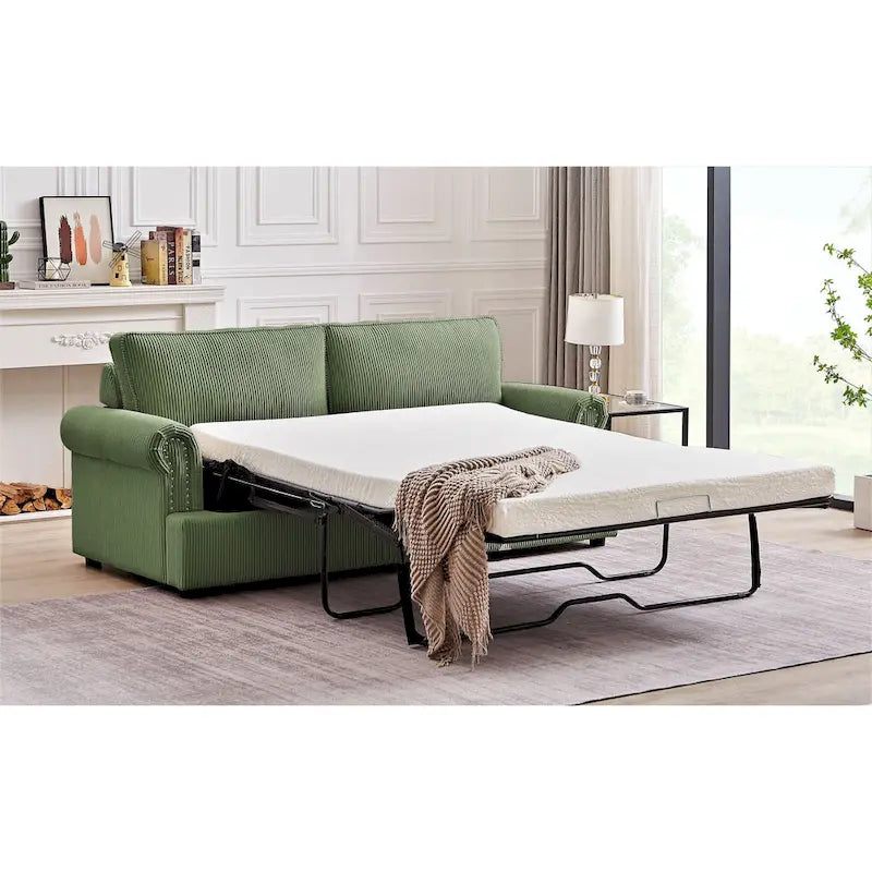 76" Corduroy Sleeper Sofa Bed - Ivory, Ginger, Dark Green, Grey, Black