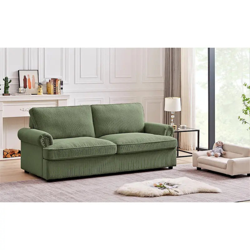 76" Corduroy Sleeper Sofa Bed - Ivory, Ginger, Dark Green, Grey, Black