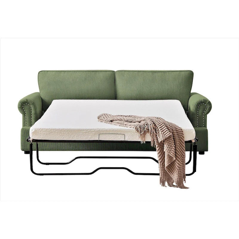 76" Corduroy Sleeper Sofa Bed - Ivory, Ginger, Dark Green, Grey, Black