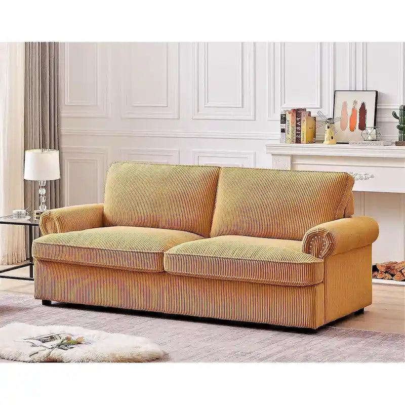 76" Corduroy Sleeper Sofa Bed - Ivory, Ginger, Dark Green, Grey, Black
