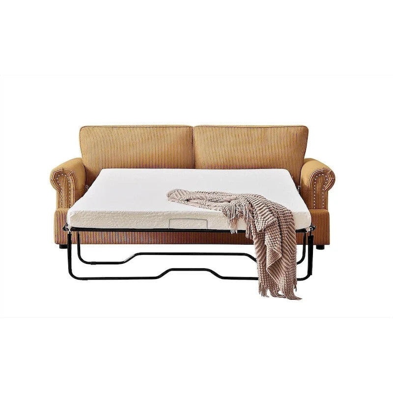 76" Corduroy Sleeper Sofa Bed - Ivory, Ginger, Dark Green, Grey, Black