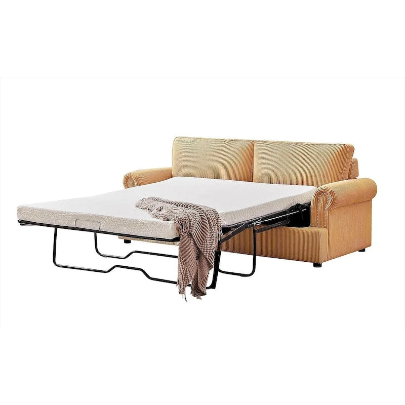 76" Corduroy Sleeper Sofa Bed - Ivory, Ginger, Dark Green, Grey, Black