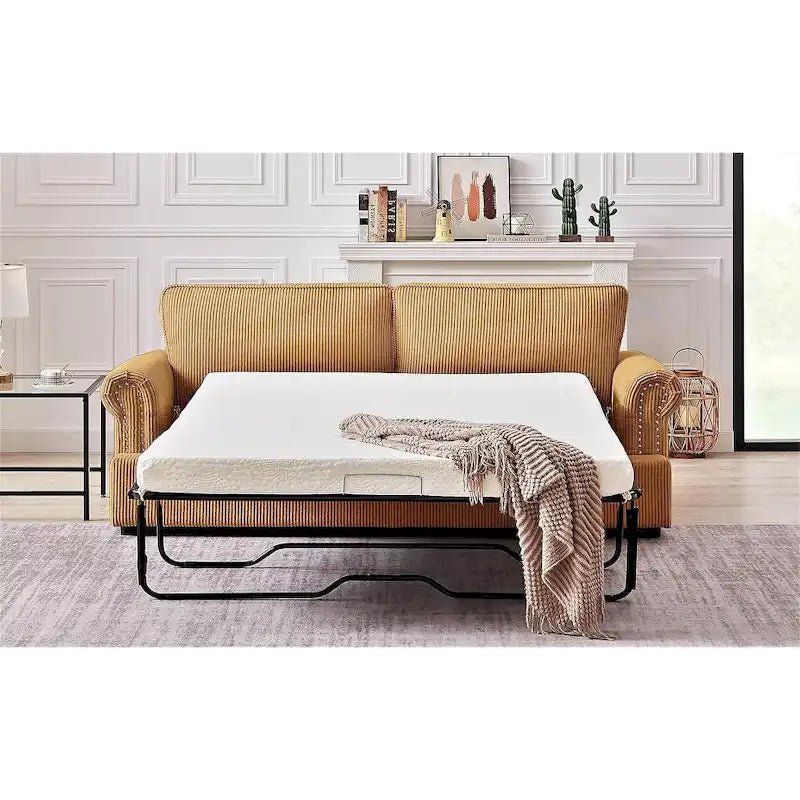 76" Corduroy Sleeper Sofa Bed - Ivory, Ginger, Dark Green, Grey, Black