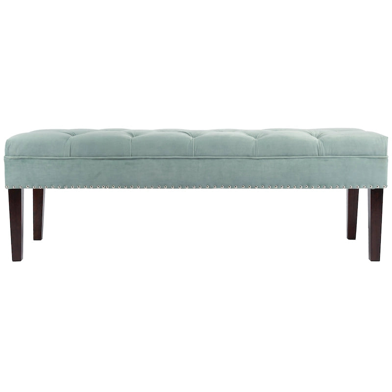 Mid-Century Tufted Upholstered Bench with Nailhead Trim - 7 Colors for 1