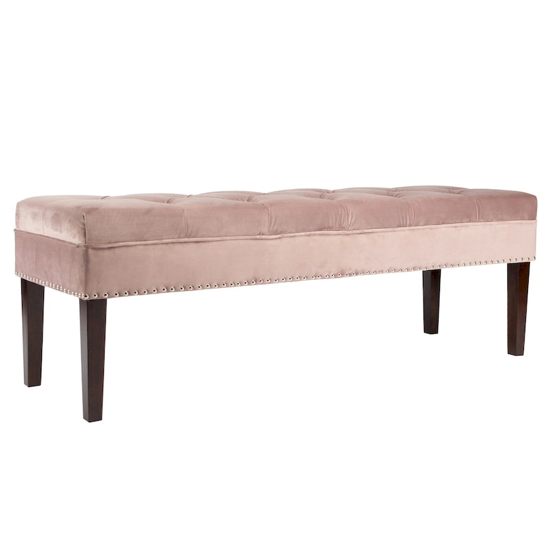 Mid-Century Tufted Upholstered Bench with Nailhead Trim - 7 Colors for 1