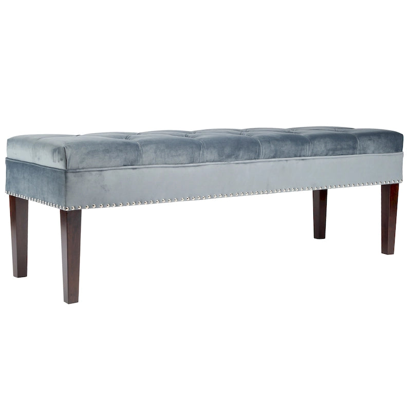 Mid-Century Tufted Upholstered Bench with Nailhead Trim - 7 Colors for 1