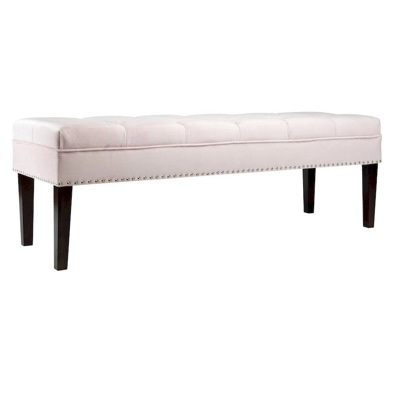 Mid-Century Tufted Upholstered Bench with Nailhead Trim - 7 Colors for 1