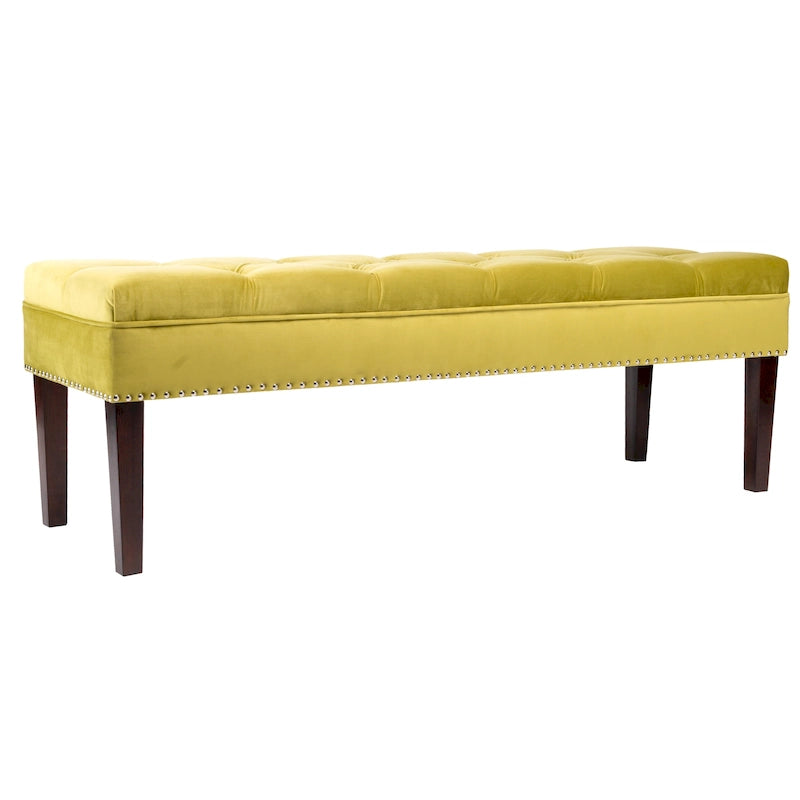 Mid-Century Tufted Upholstered Bench with Nailhead Trim - 7 Colors for 1